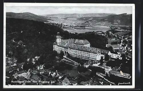 AK Rudolstadt i. Thür., Totalansicht vom Flugzeug aus