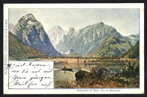 Künstler-AK Philipp + Kramer Nr. VIII /7, sign. Anton Hlavacek: Achen-See in Tirol