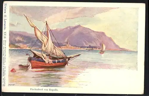 Künstler-AK Philipp + Kramer Nr. XV /6: Fischerboot von Rapallo