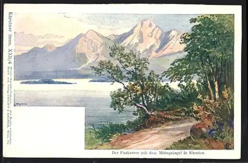 Künstler-AK Philipp + Kramer Nr. XXII /4: Der Faakersee mit dem Mittagskogel