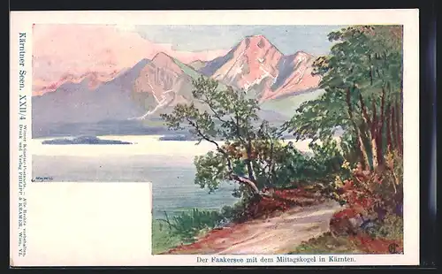 Künstler-AK Philipp + Kramer Nr. XXII /4: Der Faakersee mit dem Mittagskogel in Kärnten