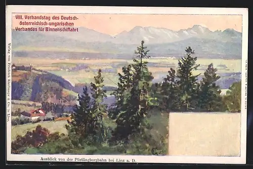 AK Linz a. d. Donau, Ausblick von der Pöstlingbergbahn