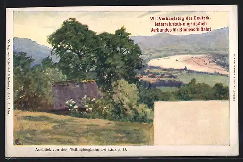 Künstler-AK Philipp + Kramer Nr.: Linz, Ausblick von der Pöstlingbergbahn