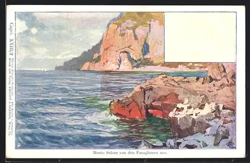 Künstler-AK Philipp + Kramer Nr. XXIII /2: Monte Solaro von den Faraglionen aus