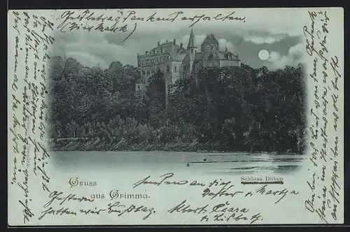 Mondschein-AK Grimma, Schloss Döben