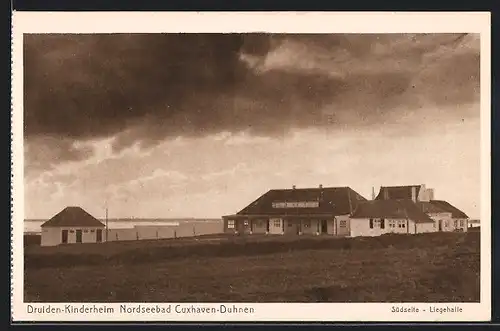 AK Cuxhaven-Duhnen, Druiden-Kinderheim, Südseite mit Liegehalle