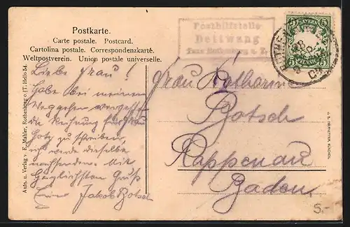 AK Detwang, Ortspartie mit Wohnhäusern