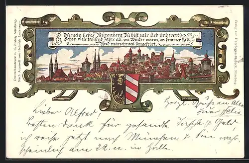 Künstler-AK Nürnberg, Blick auf den Ort