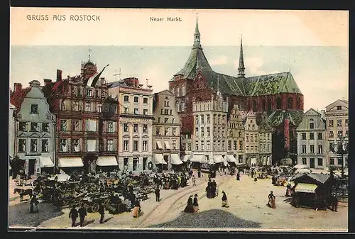 AK Rostock, Markttag auf dem Neuen Markt