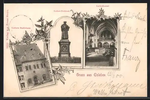 AK Eisleben, Luther-Denkmal, Lutherkanzel, Luthers Sterbehaus