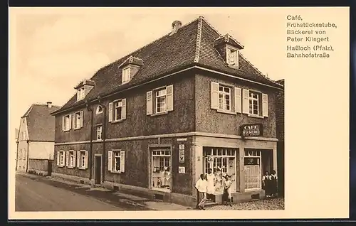 AK Hassloch / Pfalz, Café-Bäckerei Peter Klingert, Bahnhofstrasse