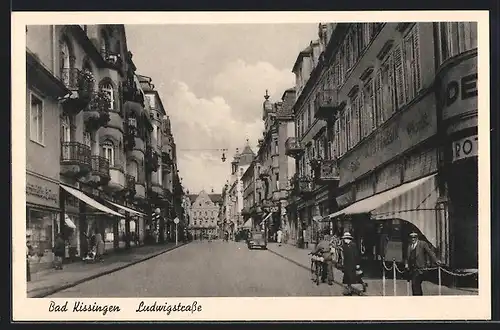 AK Bad Kissingen, Ludwigstrasse mit Geschäften