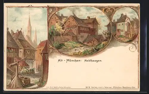 Lithographie München-Haidhausen, Ortspartien