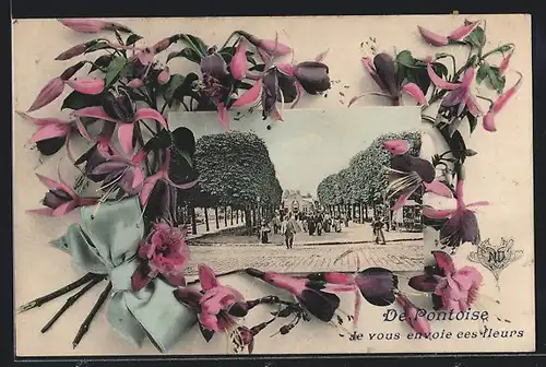 AK Pontoise, La Gare-de vous envoie ees fleurs