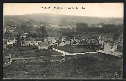 AK Presles, Panorama du quartier de la Rue