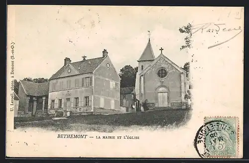 AK Bethemont, la Mairie et l`Église, Rathaus und Kirche
