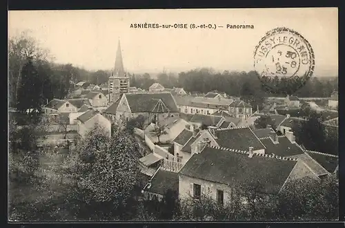 AK Asnieres-sur-Oise, Panorama mit Kirche