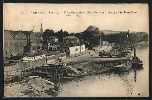 AK Argenteuil, Usine Claparède et Bord de Seine-Vue prise du Pont-Neuf