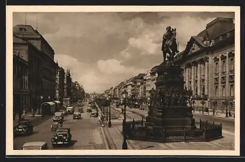 AK Berlin, Unter den Linden mit Denkmal Friedrichs des Grossen