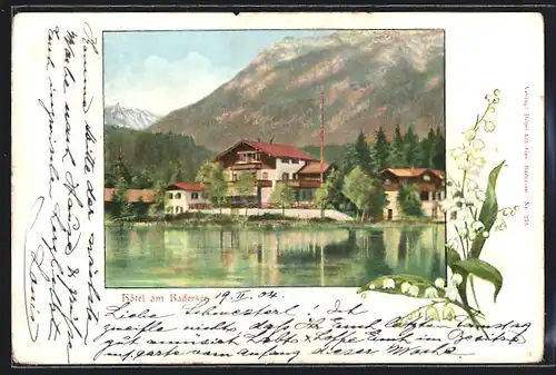 Künstler-AK Grainau, das Hotel am Badersee