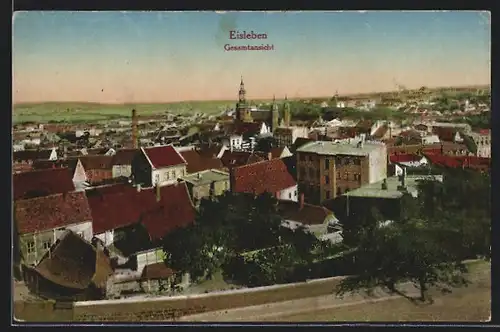 AK Eisleben, Gesamtansicht von einer Anhöhe aus