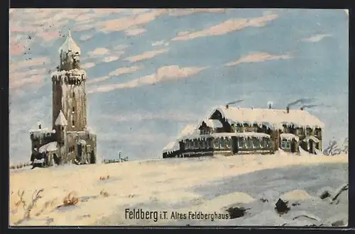 AK Feldberg / Taunus, Altes Feldberghaus im Winter