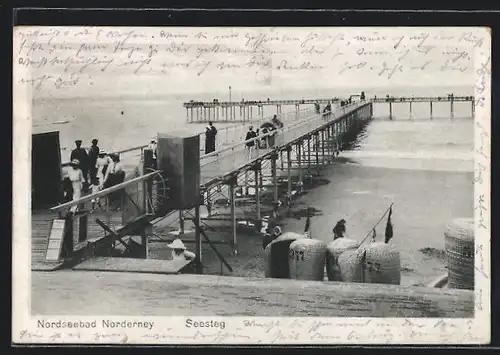 AK Nordseebad Norderney, Besucher auf dem Seesteg