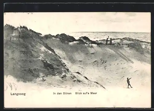 AK Langeoog, In den Dünen, Blick aufs Meer