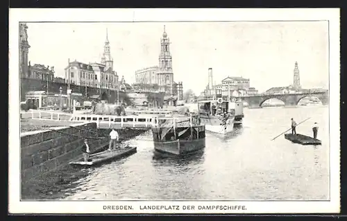 AK Dresden, Landeplatz der Dampfschiffe