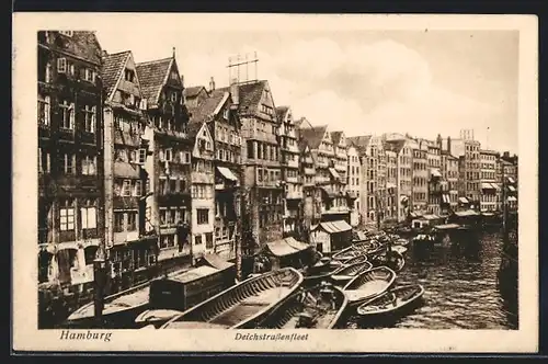 AK Alt-Hamburg, Deichstrassenfleet, Häuserzeile