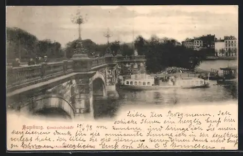 AK Hamburg-Neustadt, Dampfer unter der Lombardsbrücke