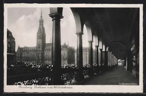 AK Hamburg, Rathaus und Alsterarkaden