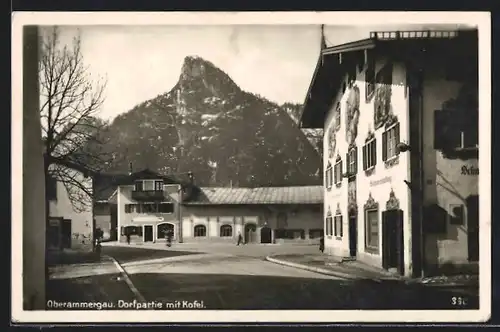 AK Oberammergau, Dorfpartie mit Kofel