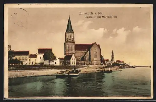 AK Emmerich am Rh., Rheinufer mit Martinikirche
