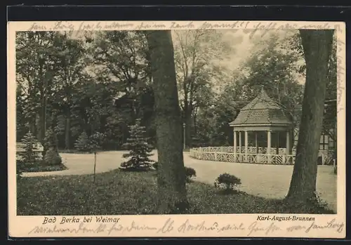 AK Bad Berka bei Weimar, Karl-August-Brunnen im Park