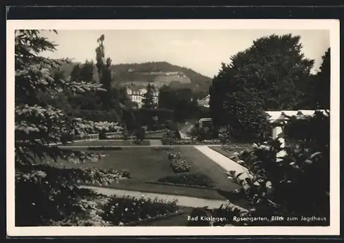 AK Bad Kissingen, Rosengarten, Blick zum Jagdhaus