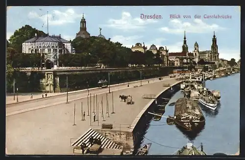 AK Dresden, Blick von der Carolabrücke