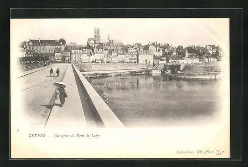 AK Nevers, Vue prise du Pont de Loire