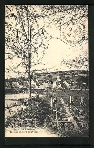 AK Armes, Paysage au bord de l'Yonne
