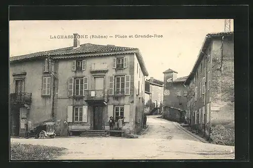 AK Lachassagne, Place et Grande Rue