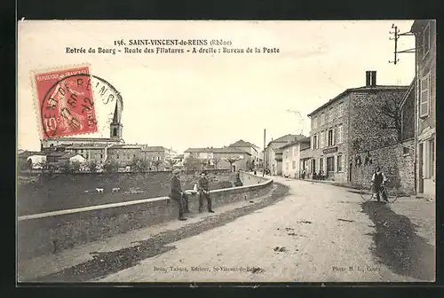 AK Saint-Vincent-de-Reins, Entrée du Bourg, Route des Filatures