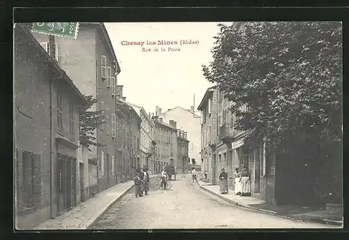 AK Chessy-les-Mines, Rue de la Poste, Strassenpartie