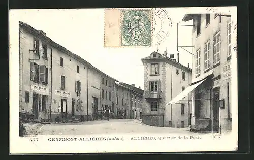 AK Chambost-Allières, Quartier de la Poste, Strassengabelung