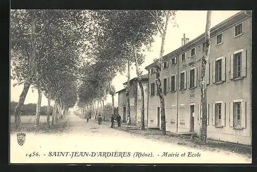 AK Saint-Jean-d`Ardières, Mairie et Ecole, Rathaus und Schule