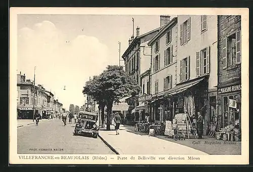 AK Villefranche-en-Beaujolais, Porte de Belleville vue direction Macon
