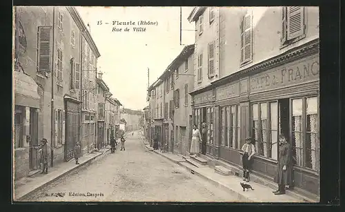 AK Fleurie, Rue de Villié, Strassenpartie
