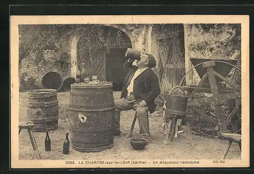 AK La Chartre-sur-le-Loir, un dégusteur renommé