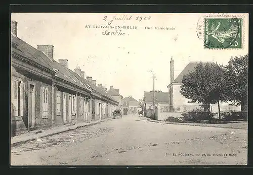 AK St-Gervais-en-Belin, Rue Principale, Blick in die Hauptstrasse