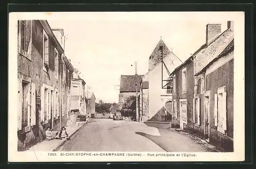 AK St-Christophe-en-Champagne, Rue Principale et l`Eglise