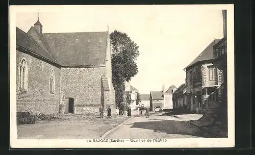 AK La Bazoge, Quartier de l`Église